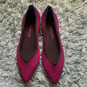 Rothys bright magenta brown trim points, new sz 9